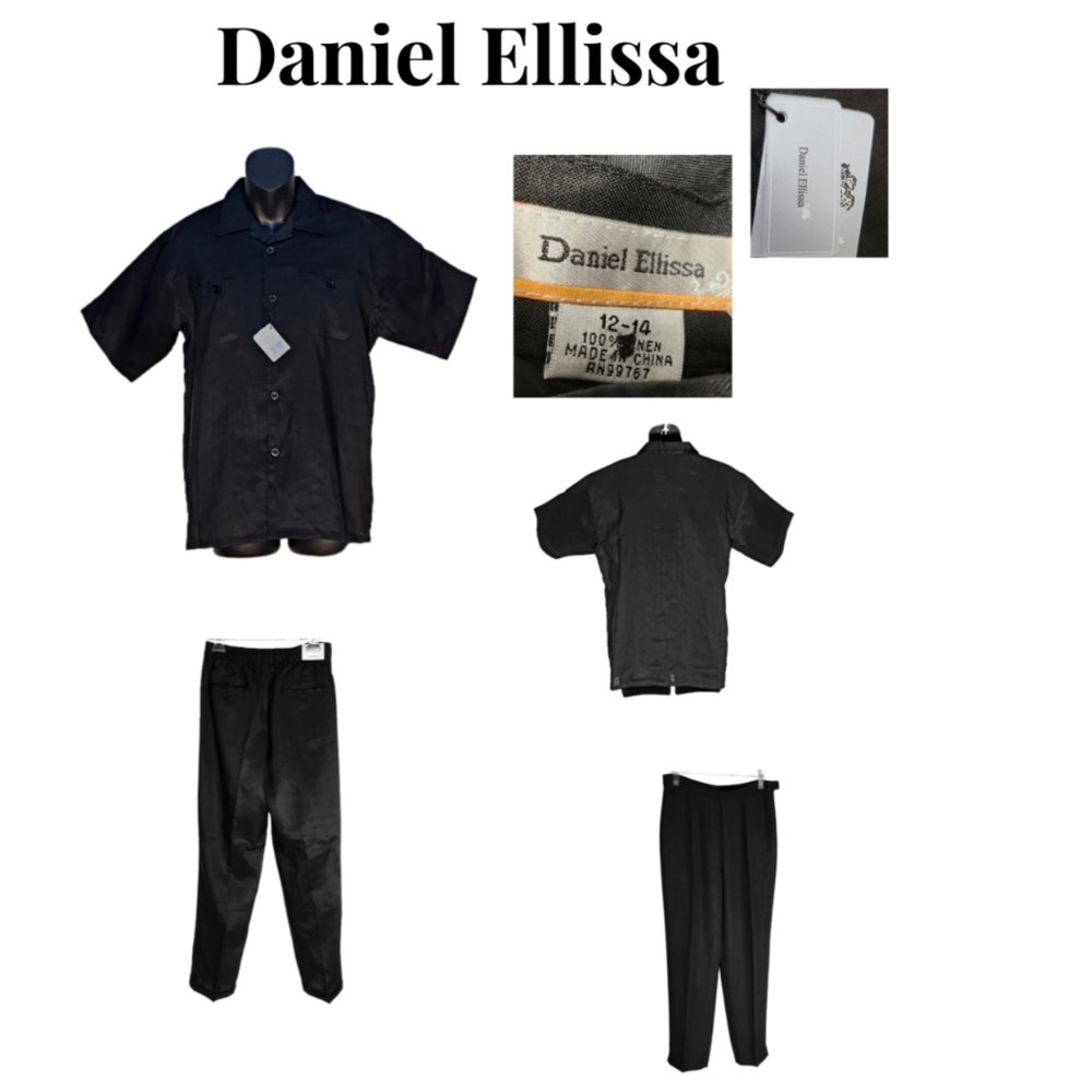 DANIEL ELLISSA BLACK LINE PANTS SUIT NWT SIZE 12-14
